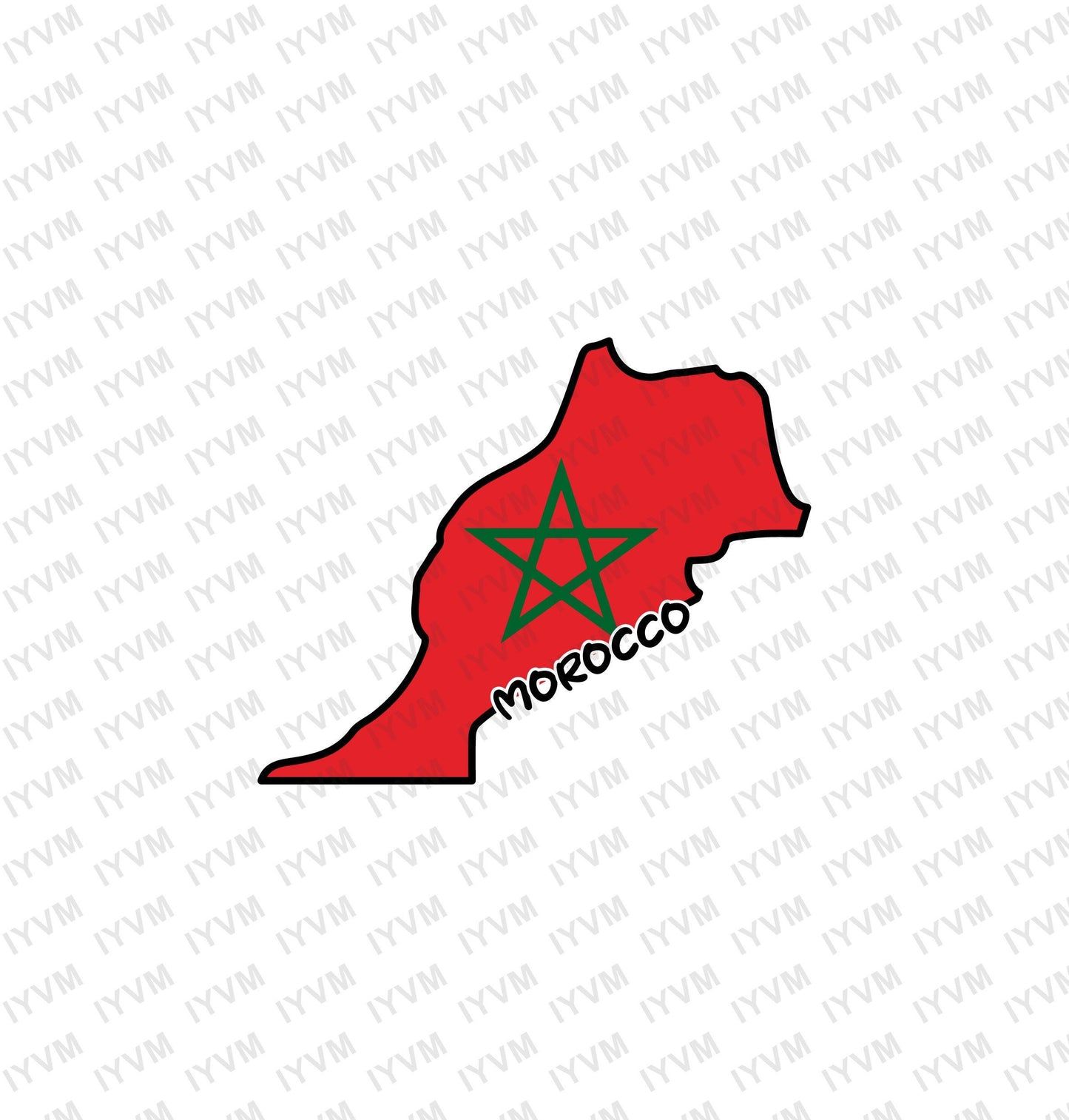 Morocco Map Iron On Heat Transfer Vinyl HTV / Kingdom of Morocco / المملكة المغربية / Rabat / Moroccan