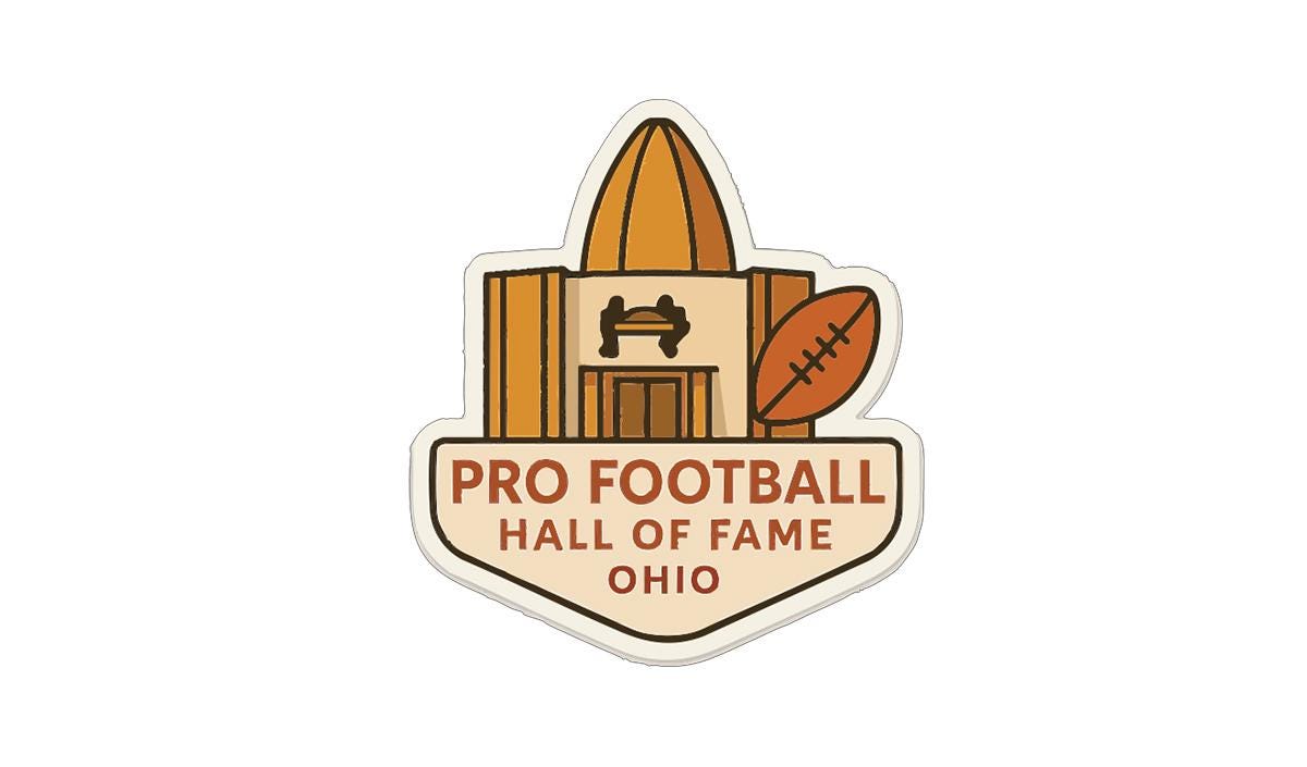 a logo for the Pro Football Hall of Fame in Ohio.