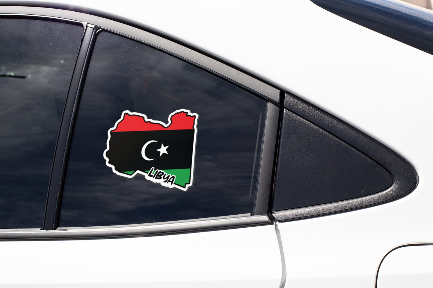Libya Map Flag Sticker Decal