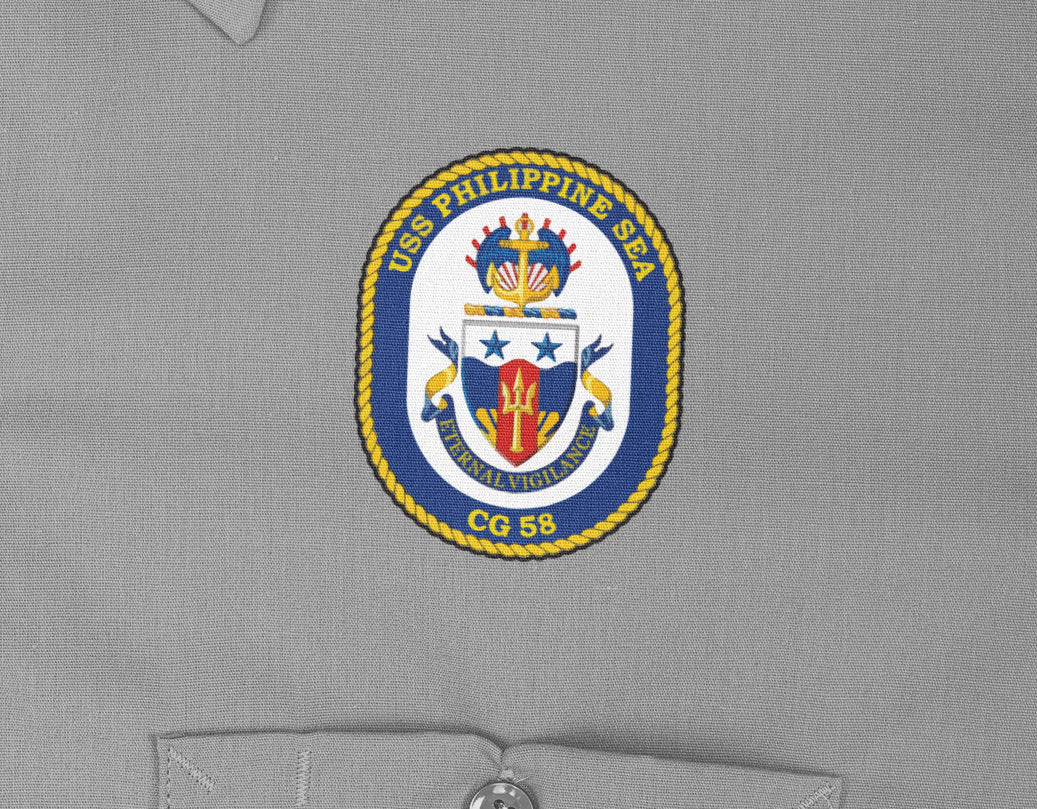 USS Philippine Sea CG-58 Badge Iron On Heat Transfer Vinyl HTV Ticonderoga Class Cruiser