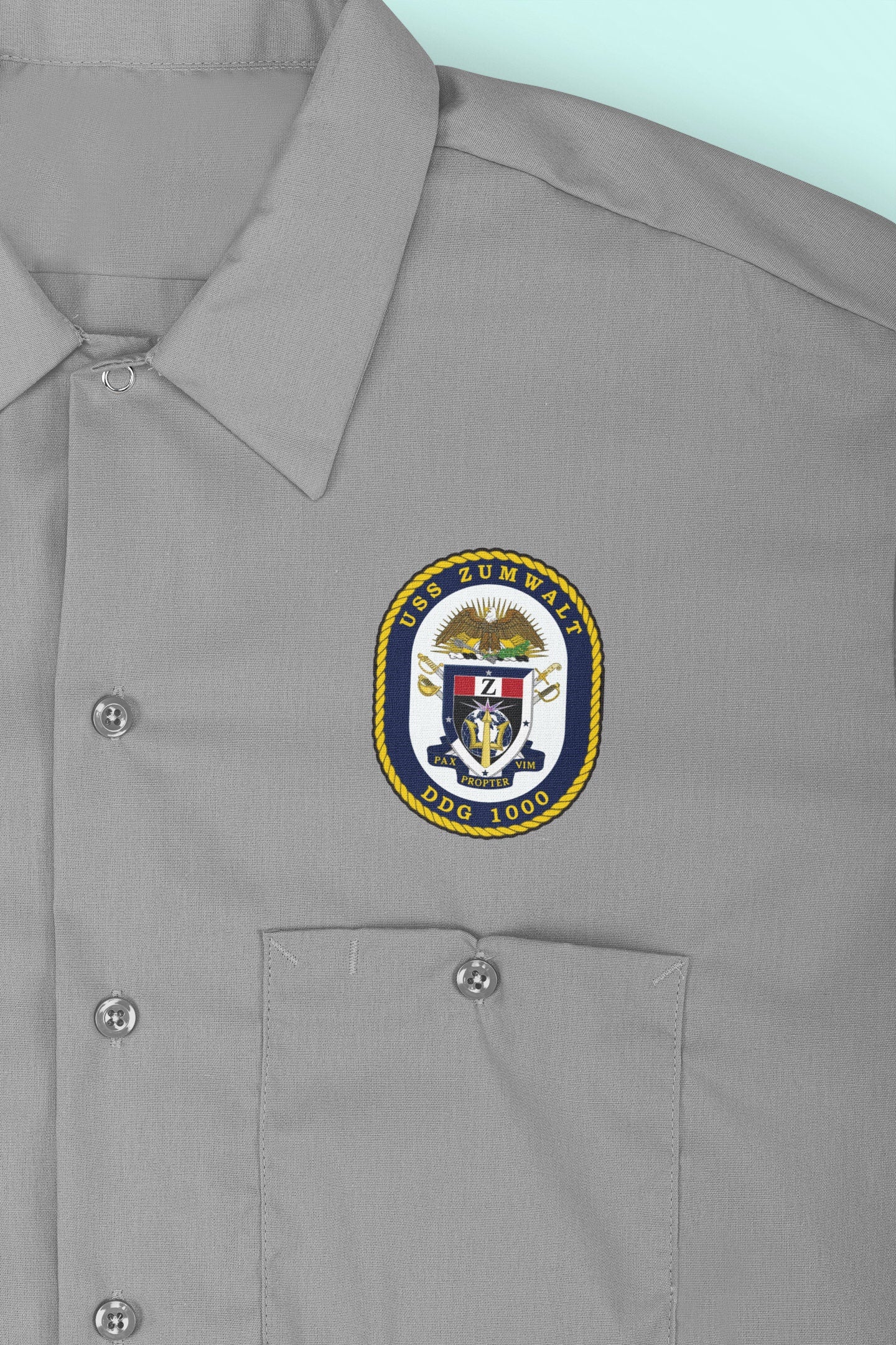 USS Zumwalt DDG-1000 Badge Iron On Heat Transfer Vinyl HTV Zumwalt Class Destroyer
