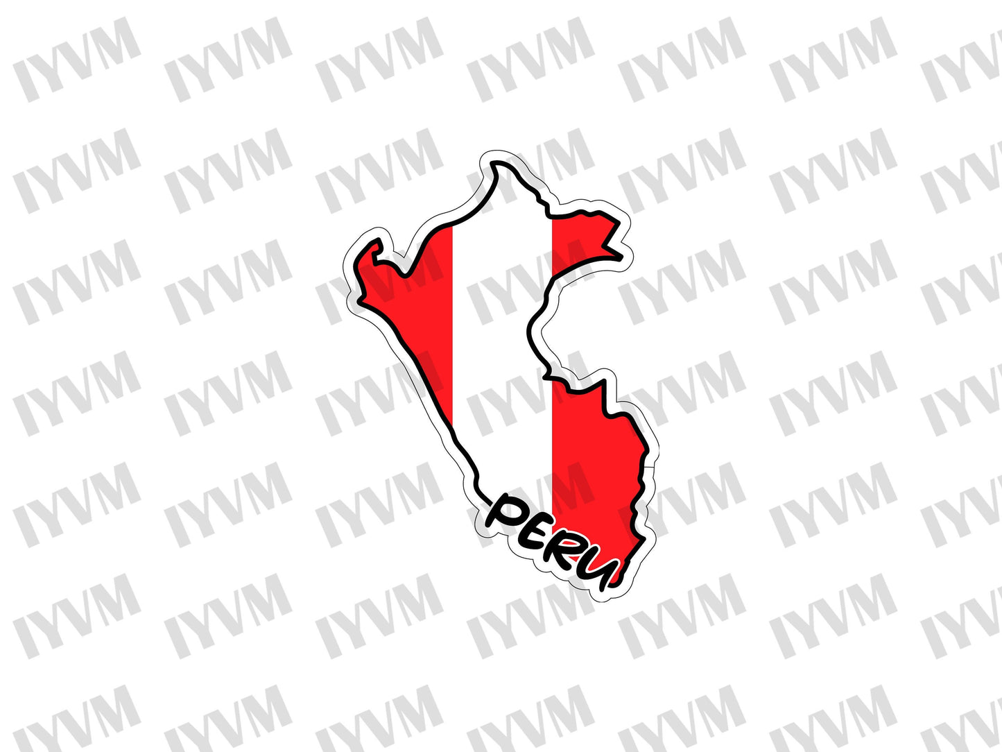 Peru Map Flag Sticker Decal / Republic of Peru / República del Perú / Lima