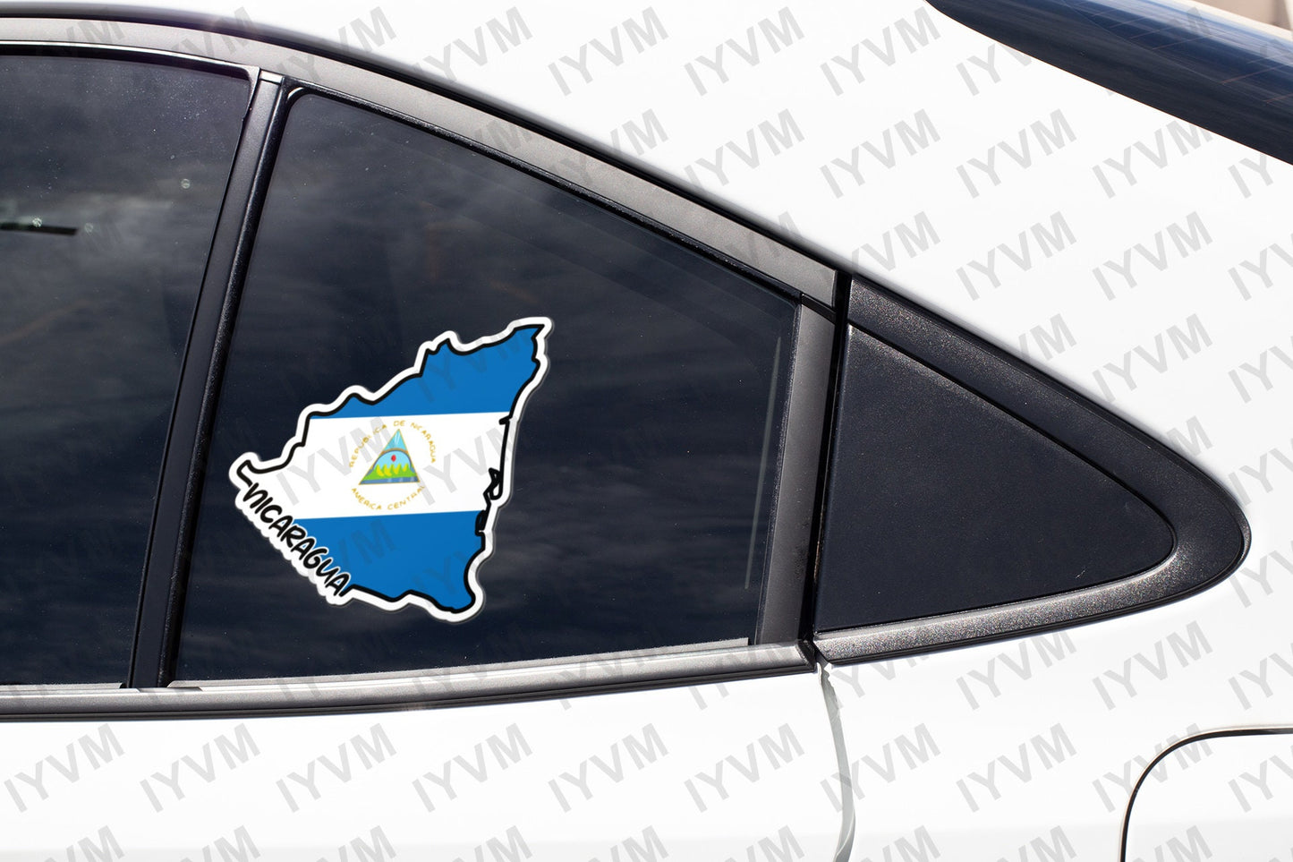 Nicaragua Map Flag Sticker Decal / Republic of Nicaragua / República de Nicaragua / En Dios confiamos / Managua /