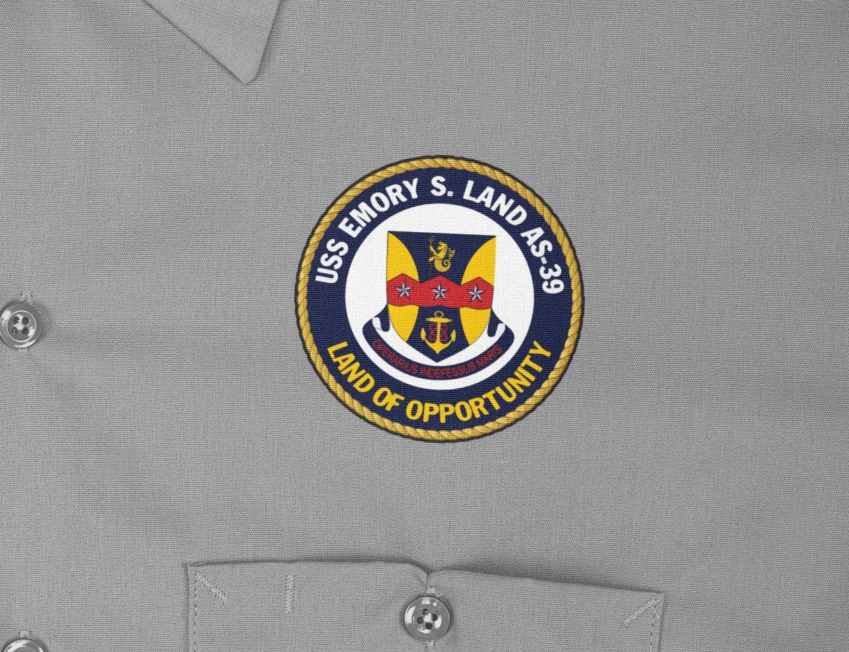 USS Emory S. Land AS-39 Badge Iron On Heat Transfer Vinyl HTV Emory S. Land Class Submarine Tender