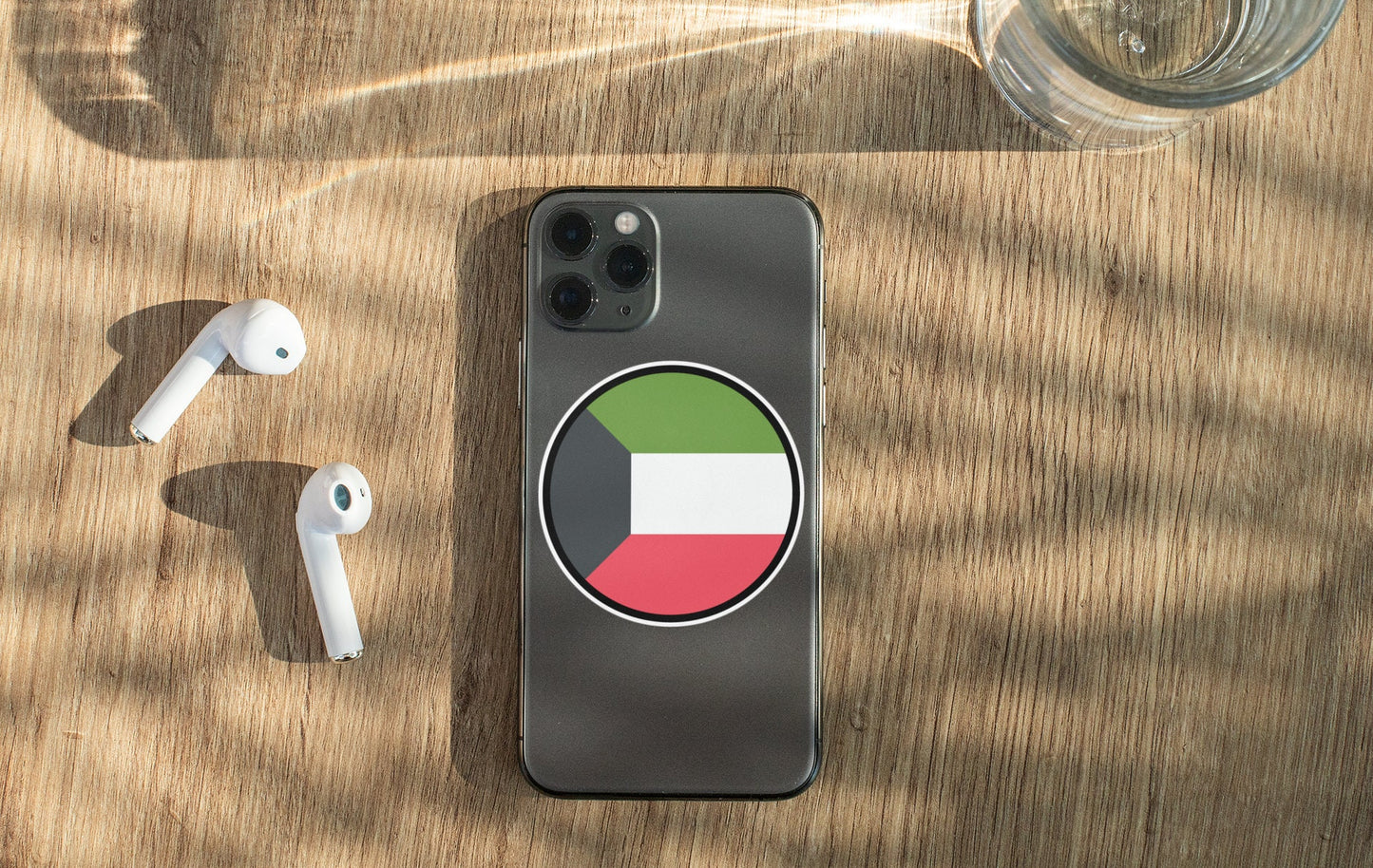 Kuwait Flag Circle Sticker Decal