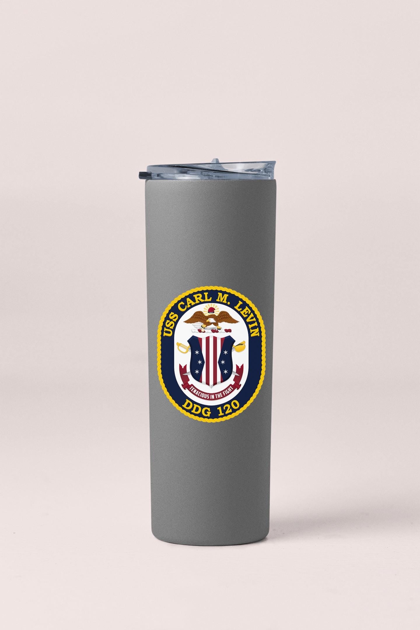 a stainless steel tumbler with the seal of the united states of america