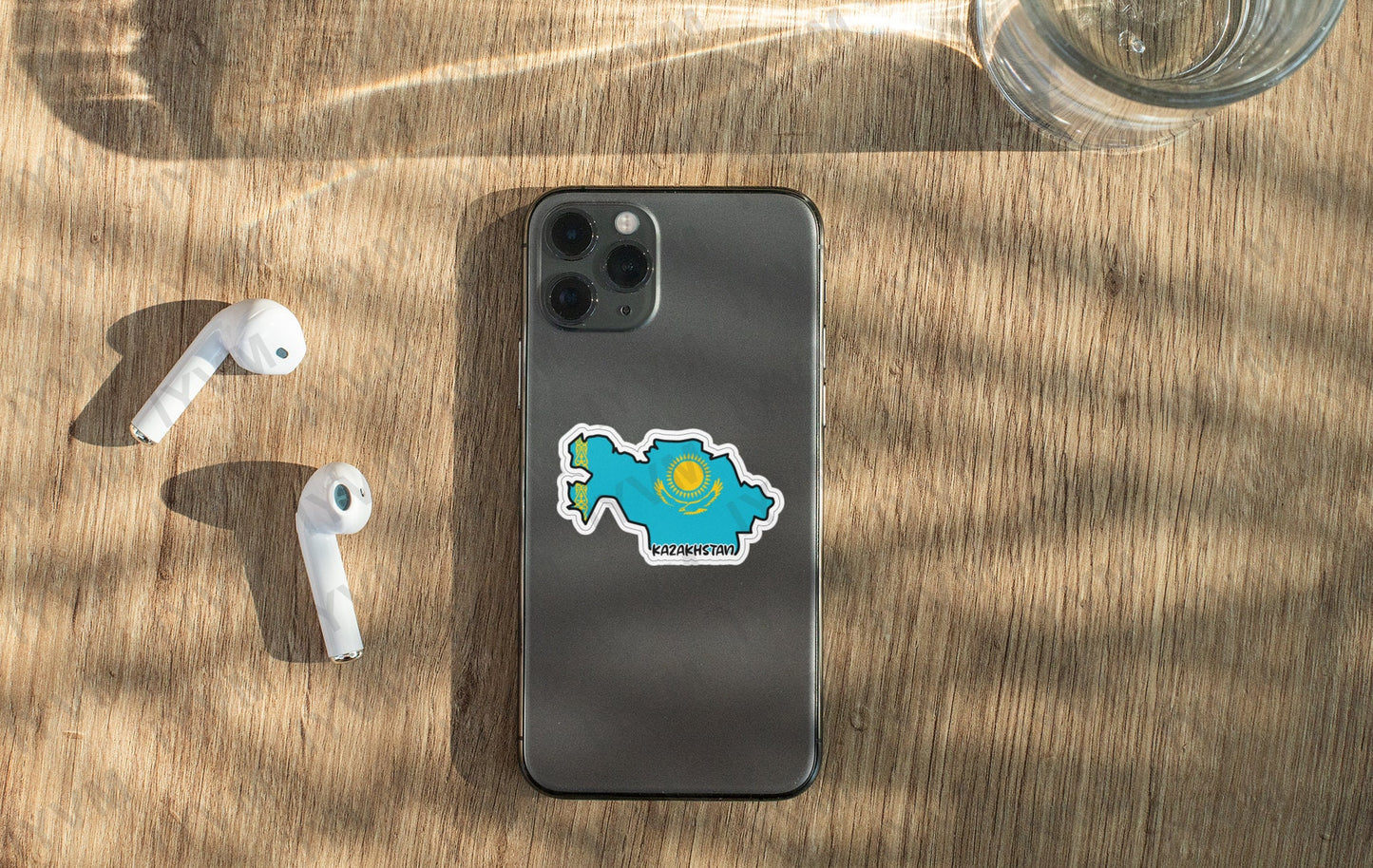 Kazakhstan Map Flag Sticker Decal / Republic of Kazakhstan / Қазақстан Республикасы / Nur-Sultan / Kazakh / Kazakhstani