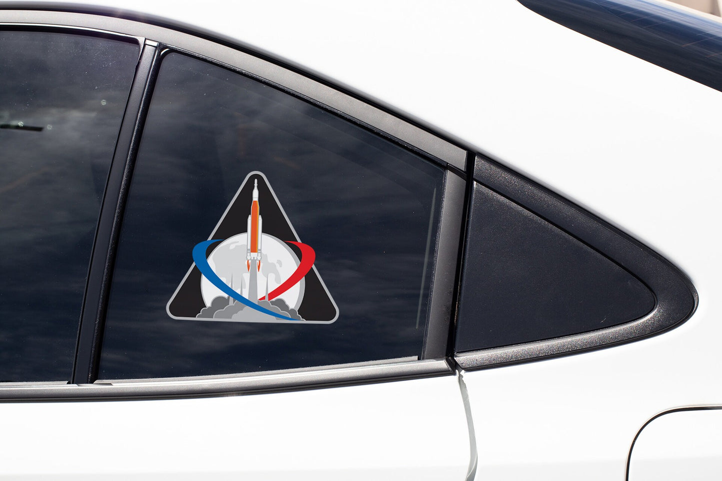 a sticker on the side of a white car