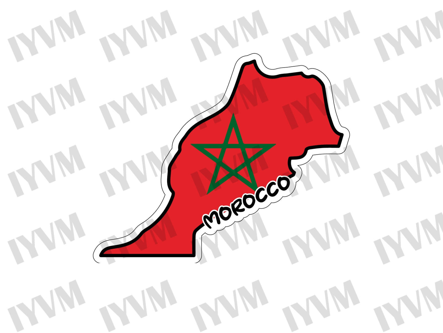 Morocco Map Flag Sticker Decal / Kingdom of Morocco / المملكة المغربية / Rabat / Moroccan