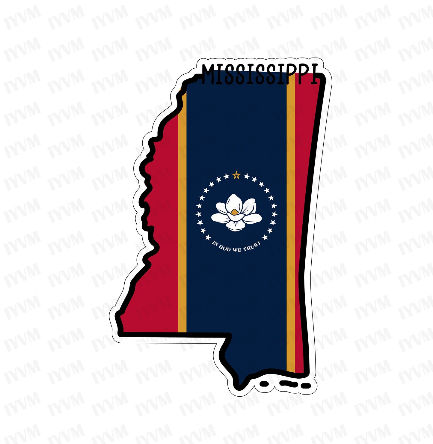 State of Mississippi Map Flag Sticker Decal  USA Mississippi State  Jackson  The Magnolia State  The Birthplace of America's Music