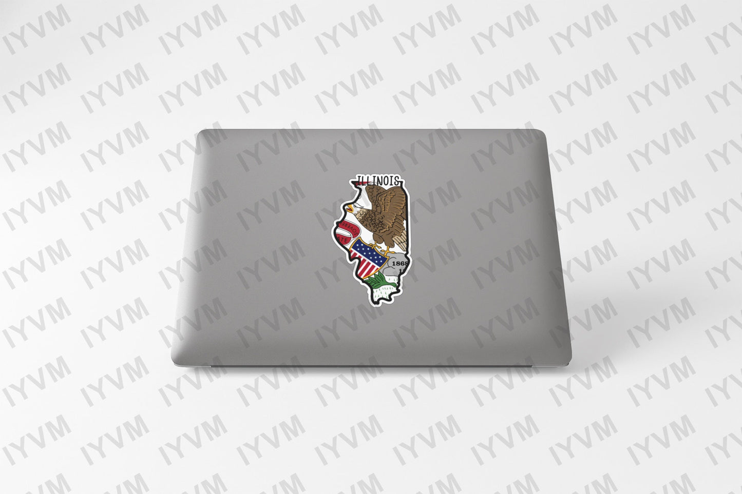 State of Illinois Map Flag Sticker Decal  USA Illinois State  Springfield  Prairie State  Land of Lincoln  Corn State / Garden of the West