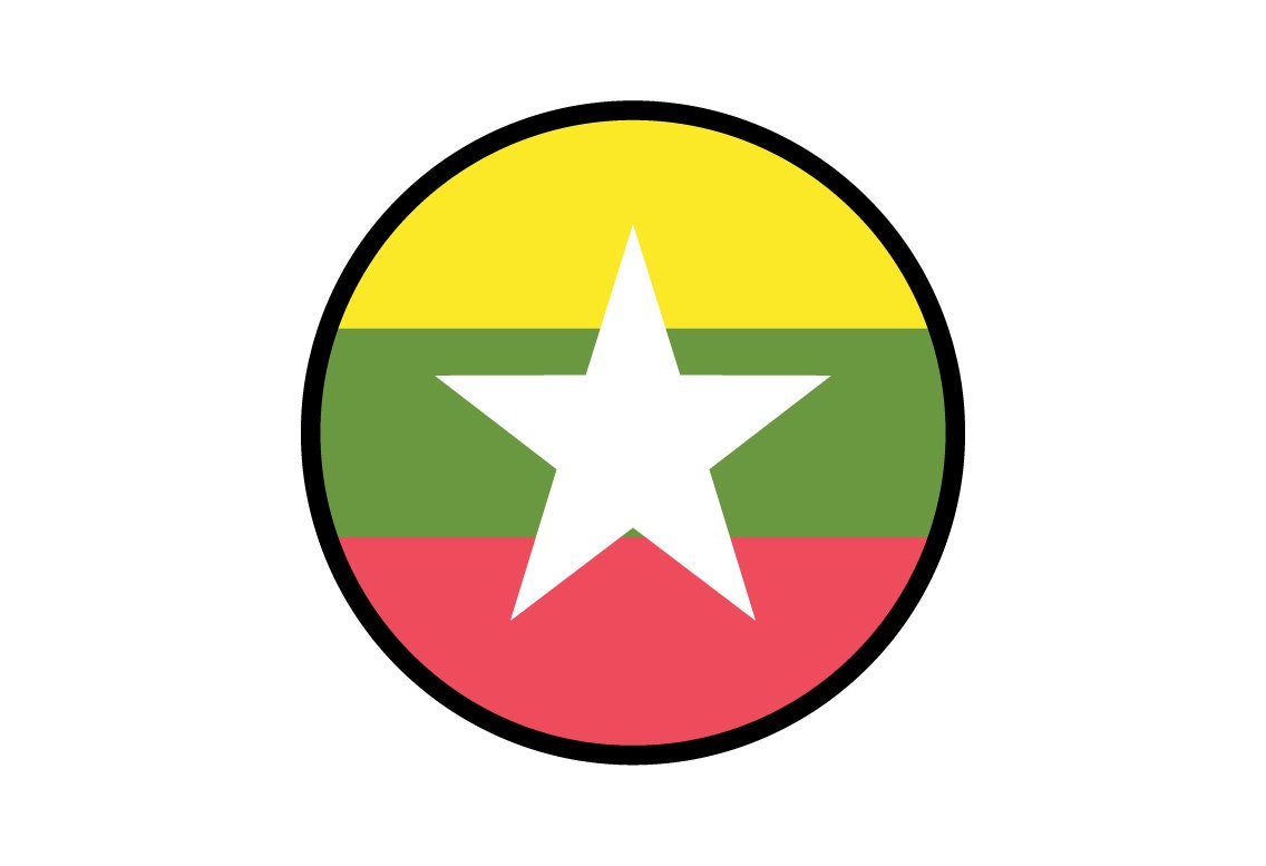 Myanmar Flag Circle Sticker Decal