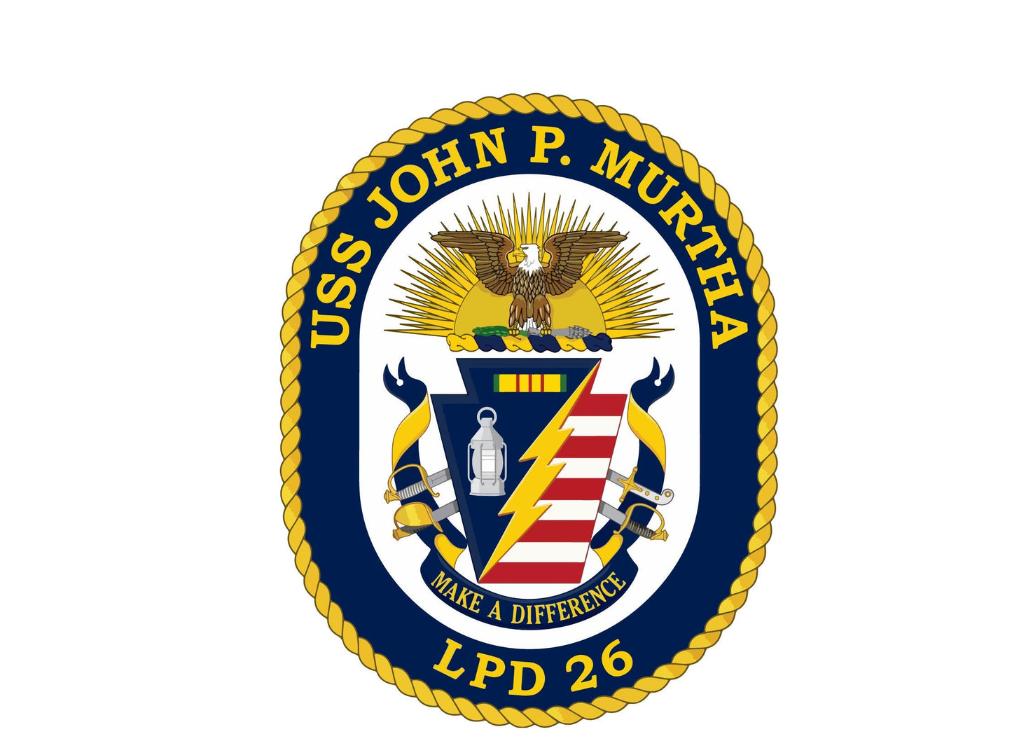 USS John P. Murtha LPD-26 Badge Sticker Decal San Antonio Class Amphibious transport dock Car Sticker Bumper Sticker for Car Emblem