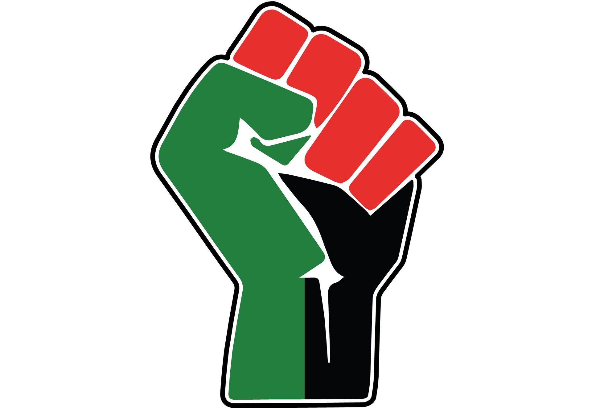 a green and red fist with a white background