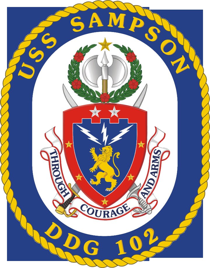 USS Sampson DDG-102 Badge Iron On Heat Transfer Vinyl HTV Arleigh Burke Class Destroyer