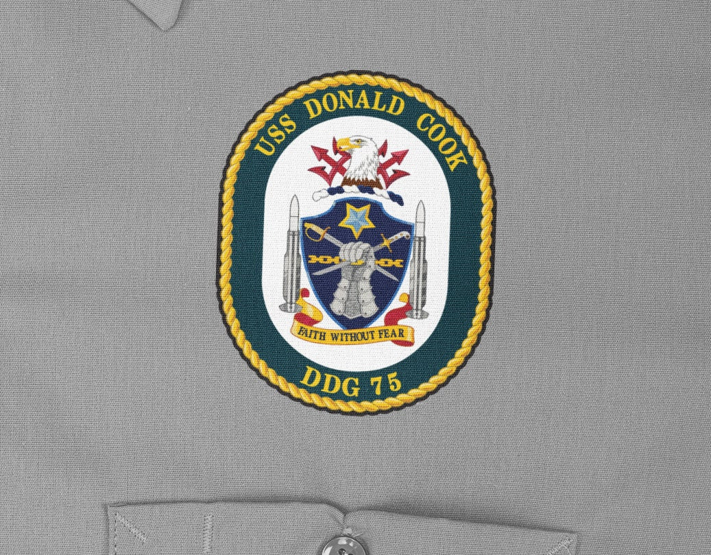USS Donald Cook DDG-75 Badge Iron On Heat Transfer Vinyl HTV Arleigh Burke Class Destroyer