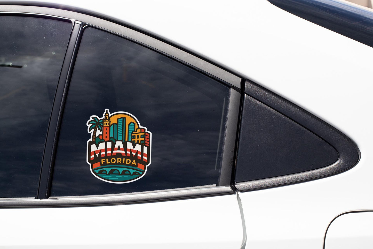 a sticker on the side of a white car