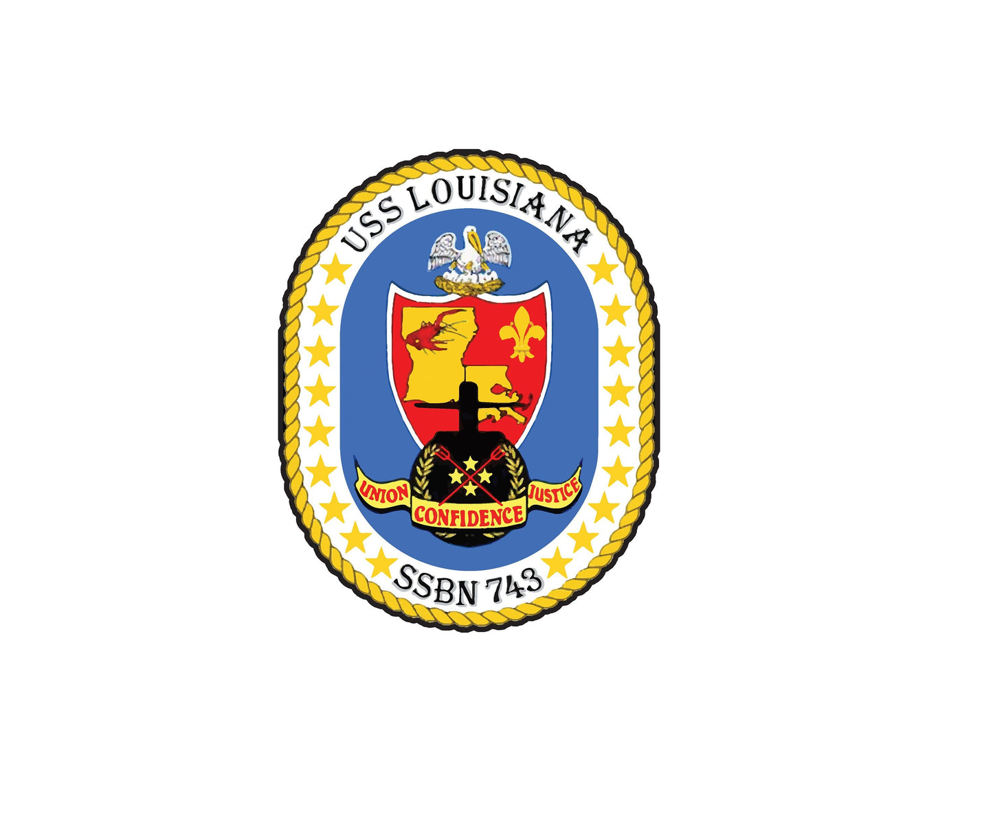 USS Louisiana SSBN-743 Badge Sticker Decal Ohio Class Ballistic Missile Submarine Car Sticker Bumper Sticker for Car Emblem