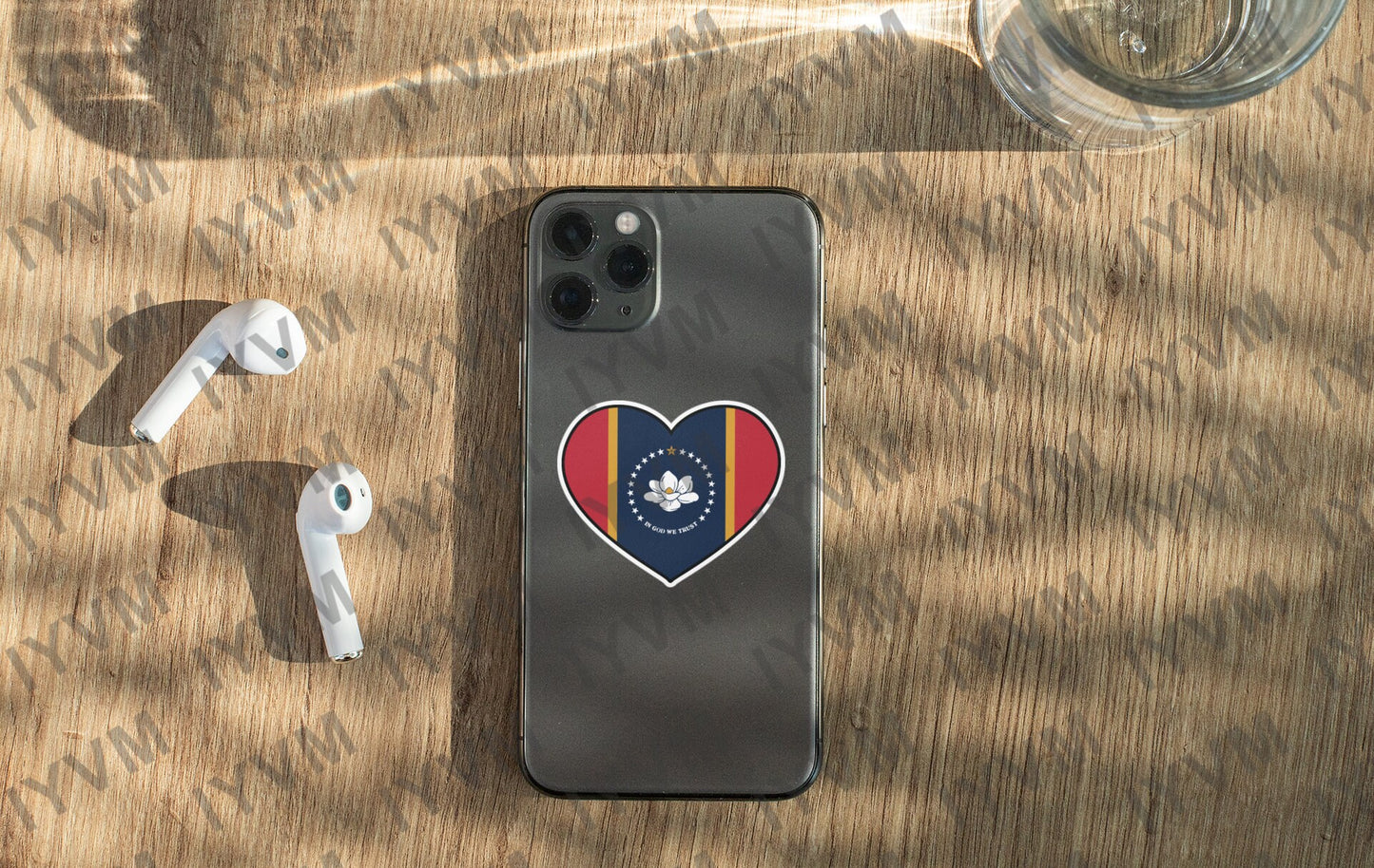 State of Mississippi Flag Heart Sticker Decal  USA Mississippi State  Jackson  The Magnolia State  The Birthplace of America's Music