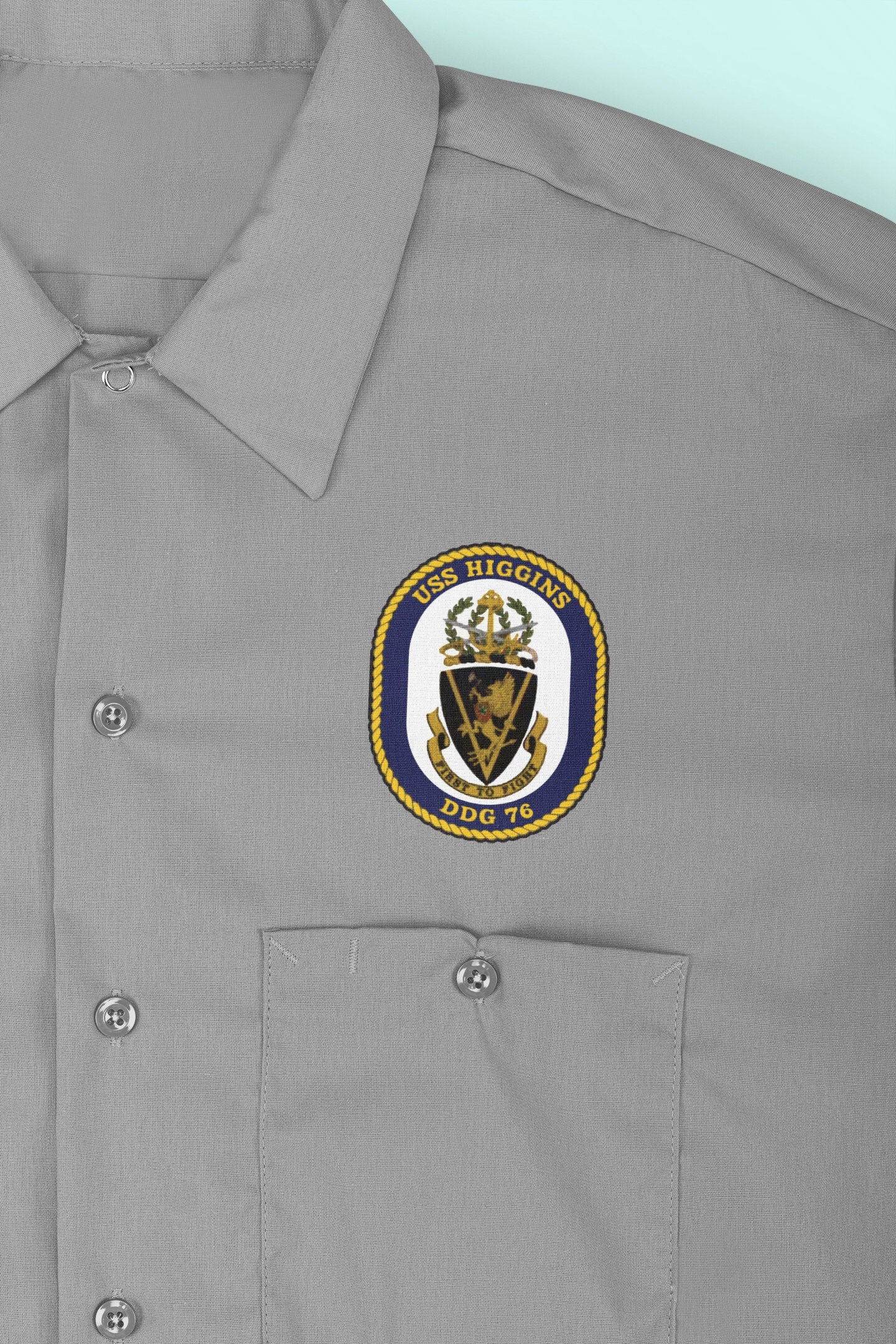 USS Higgins DDG-76 Badge Iron On Heat Transfer Vinyl HTV Arleigh Burke Class Destroyer