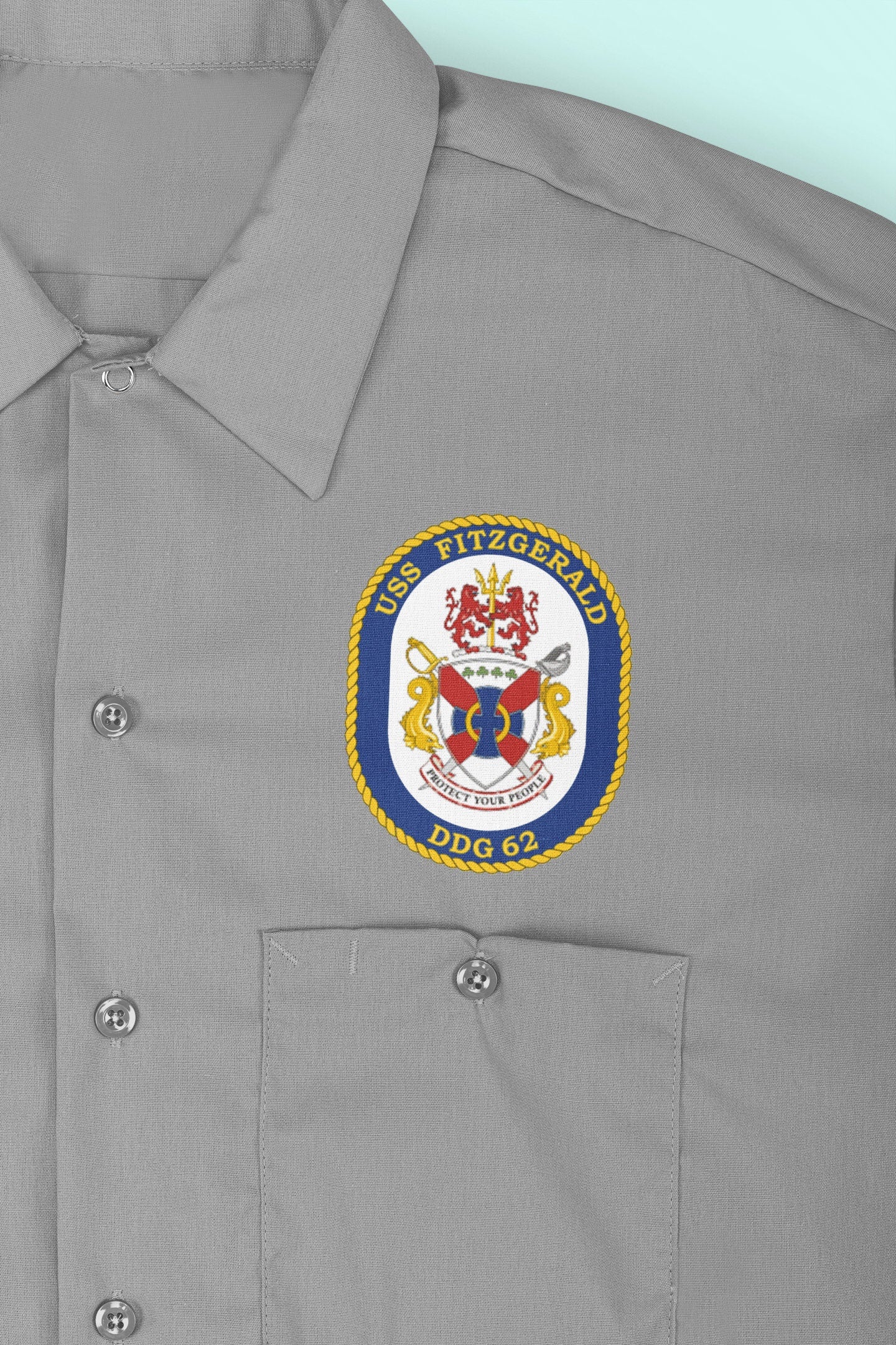 USS Fitzgerald DDG-62 Badge Iron On Heat Transfer Vinyl HTV Arleigh Burke Class Destroyer