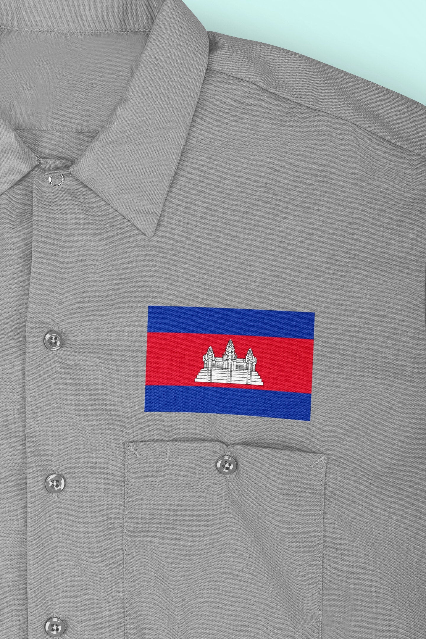 Cambodia Flag Iron On Heat Transfer Vinyl HTV / Phnom Penh / Kampuchea / Kingdom of Cambodia