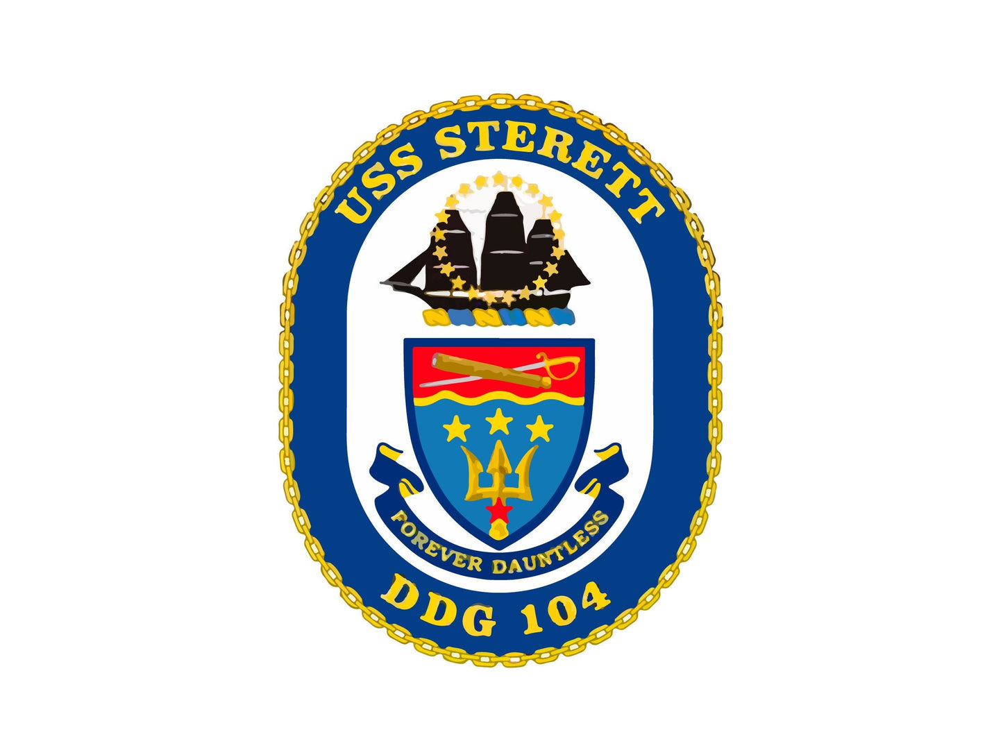 USS Sterett DDG-104 Badge Sticker Decal Arleigh Burke Class Destroyer Car Sticker Bumper Sticker for Car Emblem