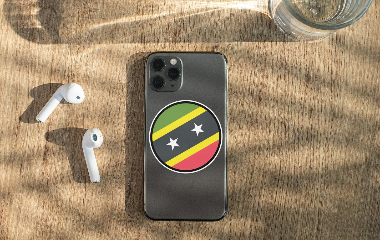 Saint Kitts and Nevis Flag Circle Sticker Decal