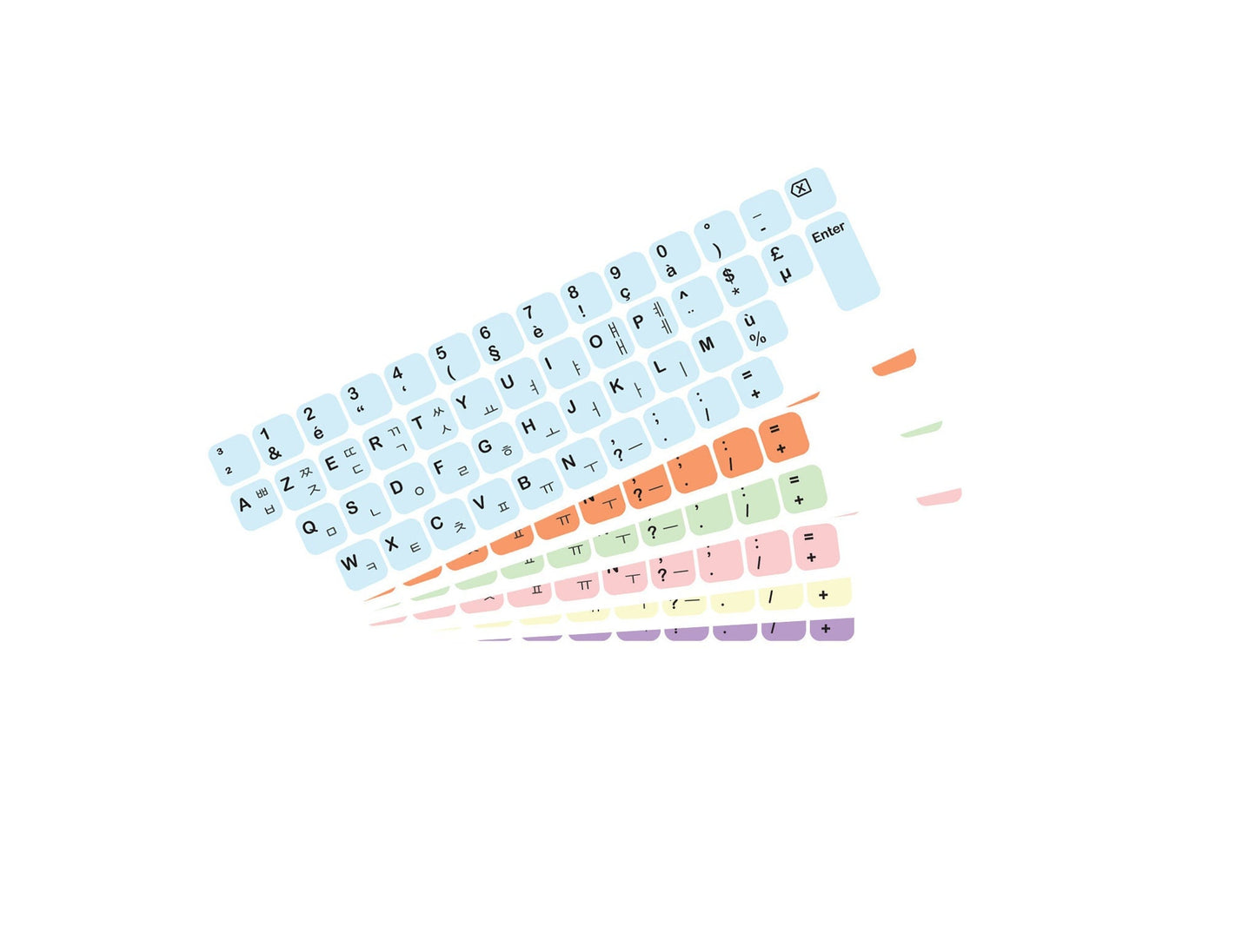 AZERTY Korean Keyboard Sticker Vinyl Sticker Decal