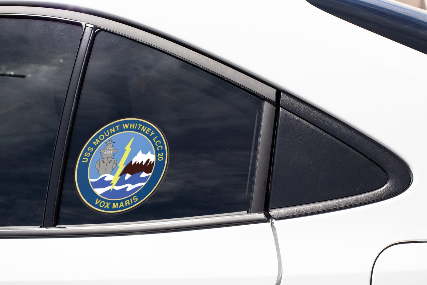 USS Mount Whitney LCC-20 Badge Sticker Decal Blue Ridge Class Amphibious Command Ship Car Sticker Bumper Sticker for Car Emblem