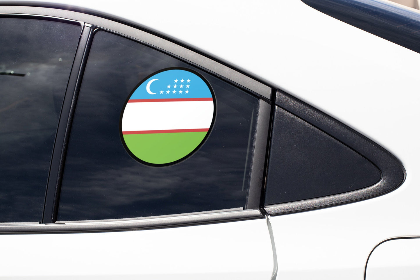 Uzbekistan Flag Circle Sticker Decal
