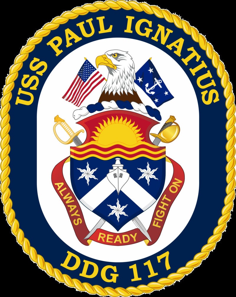 USS Paul Ignatius DDG-117 Badge Iron On Heat Transfer Vinyl HTV Arleigh Burke Class Destroyer