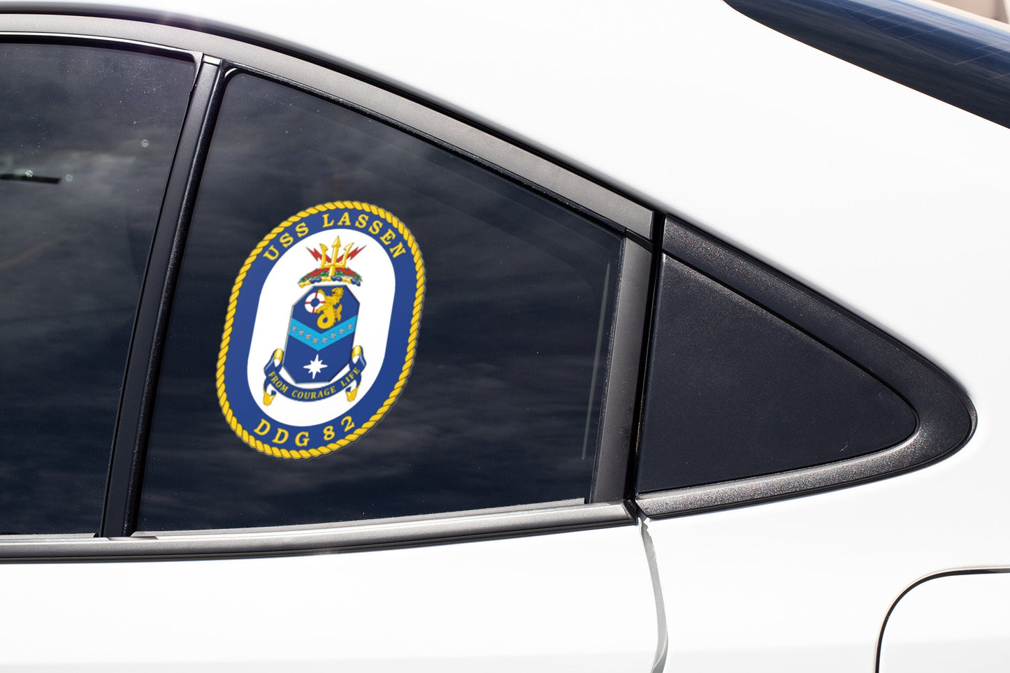 USS Lassen DDG-82 Badge Sticker Decal Arleigh Burke Class Destroyer Car Sticker Bumper Sticker for Car Emblem