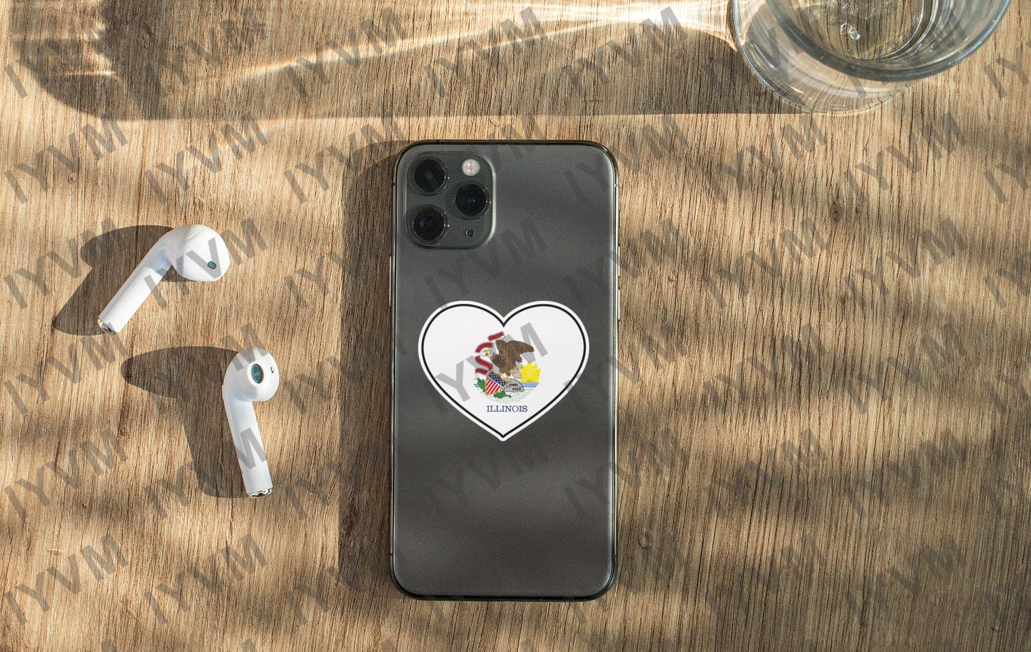 State of Illinois Flag Heart Sticker Decal  USA Illinois State  Springfield  Prairie State  Land of Lincoln  Corn State / Garden of the West