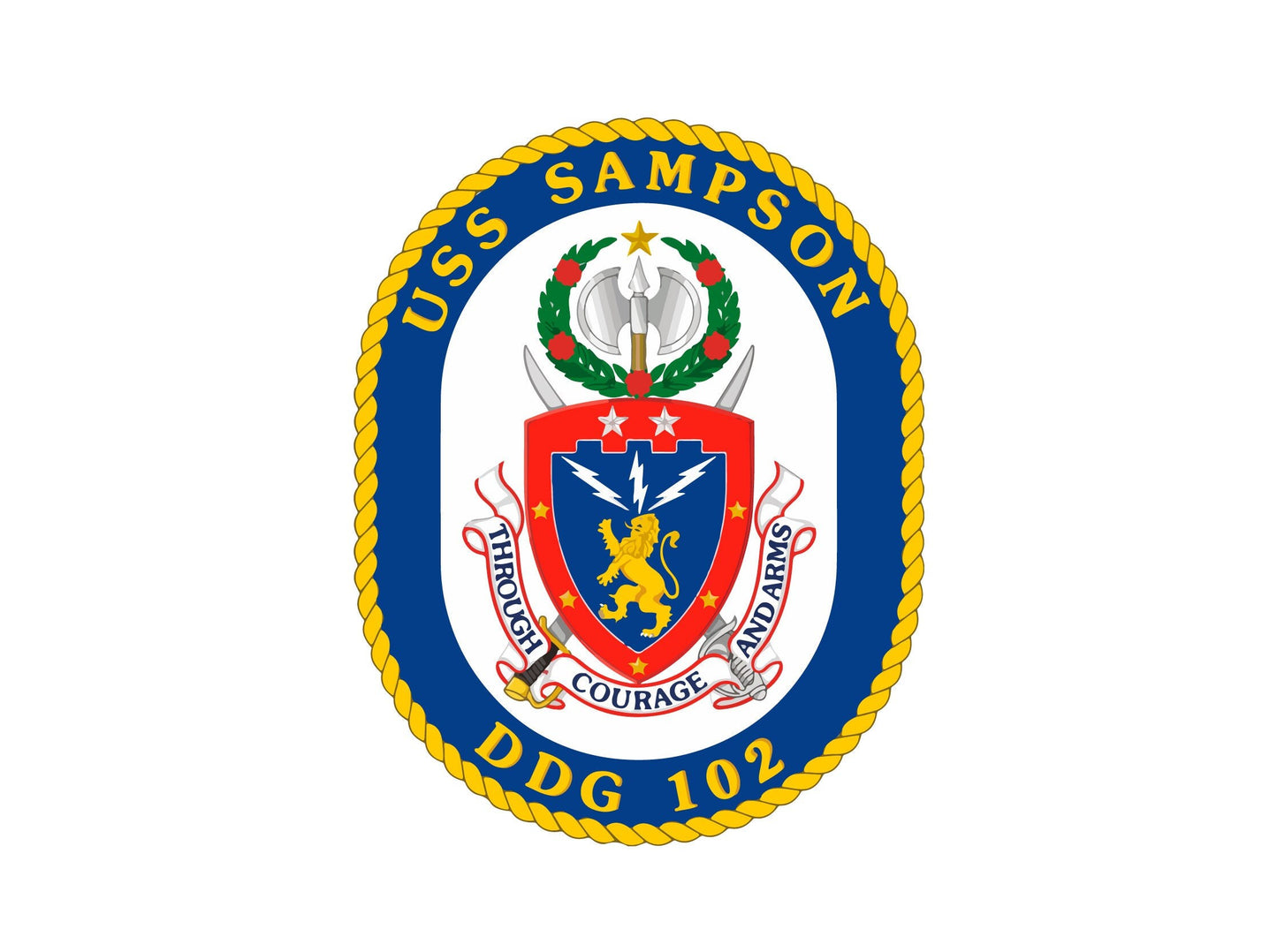 USS Sampson DDG-102 Badge Sticker Decal Arleigh Burke Class Destroyer Car Sticker Bumper Sticker for Car Emblem