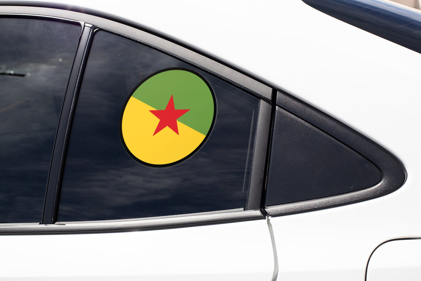 French Guiana Flag Circle Sticker Decal