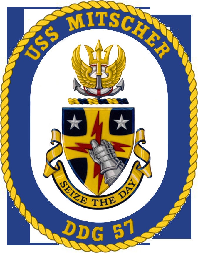 USS Mitscher DDG-57 Badge Iron On Heat Transfer Vinyl HTV Arleigh Burke Class Destroyer