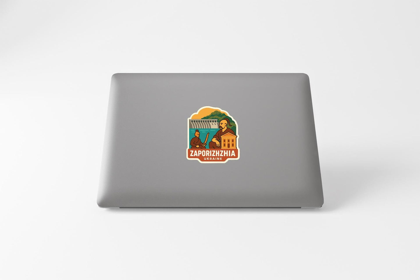 a sticker on the back of a laptop.