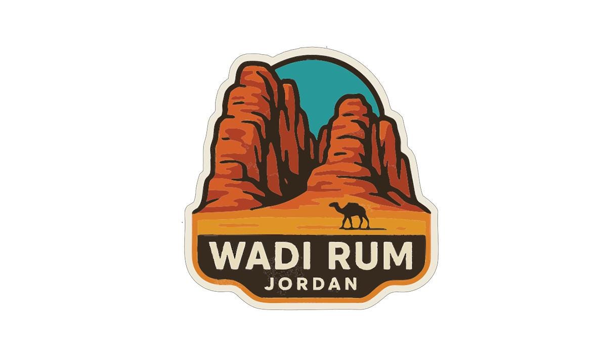 Wadi Rum Jordan Iron On Heat Transfer Vinyl HTV Die-Cut Symbolic Landmark Design