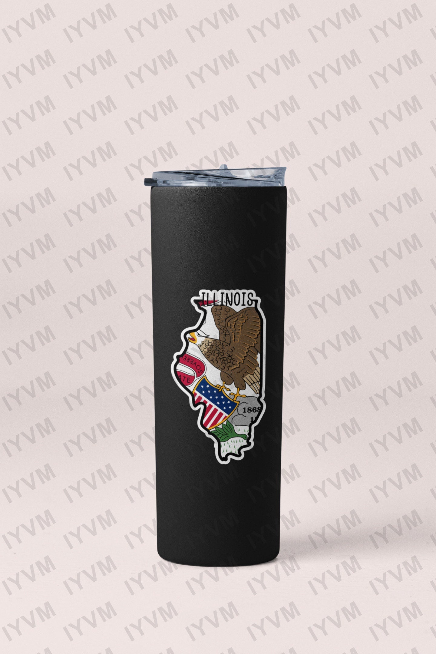 State of Illinois Map Flag Sticker Decal  USA Illinois State  Springfield  Prairie State  Land of Lincoln  Corn State / Garden of the West