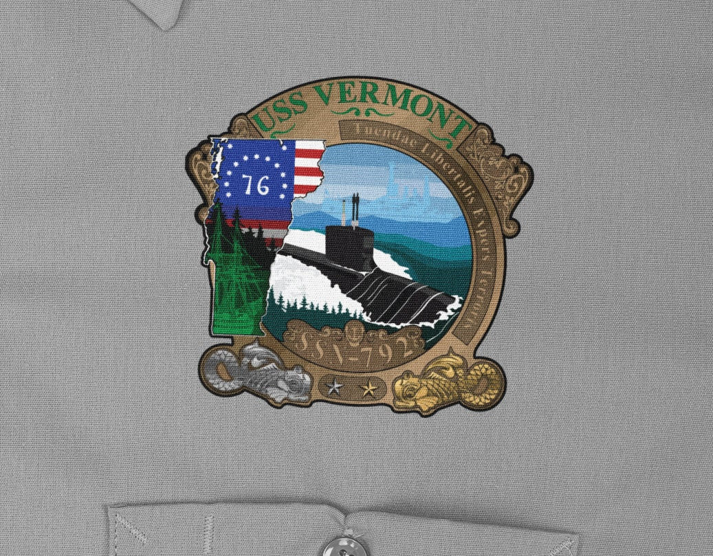 USS Vermont SSN-792 Badge Iron On Heat Transfer Vinyl HTV Virginia Class Attack submarine