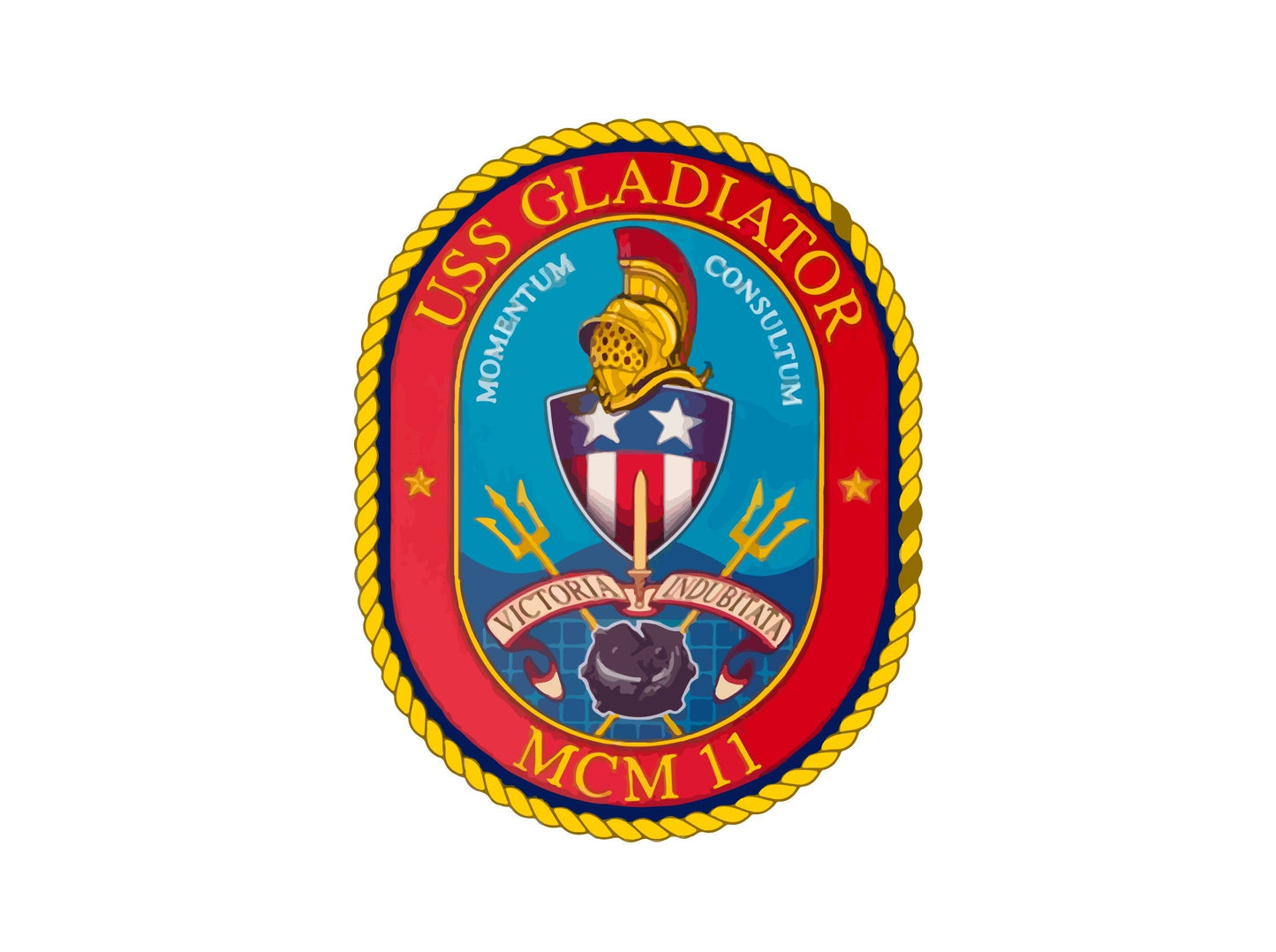 USS Gladiator MCM-11 Badge Sticker Decal Avenger Class Mine countermeasures ship Car Sticker Bumper Sticker for Car Emblem