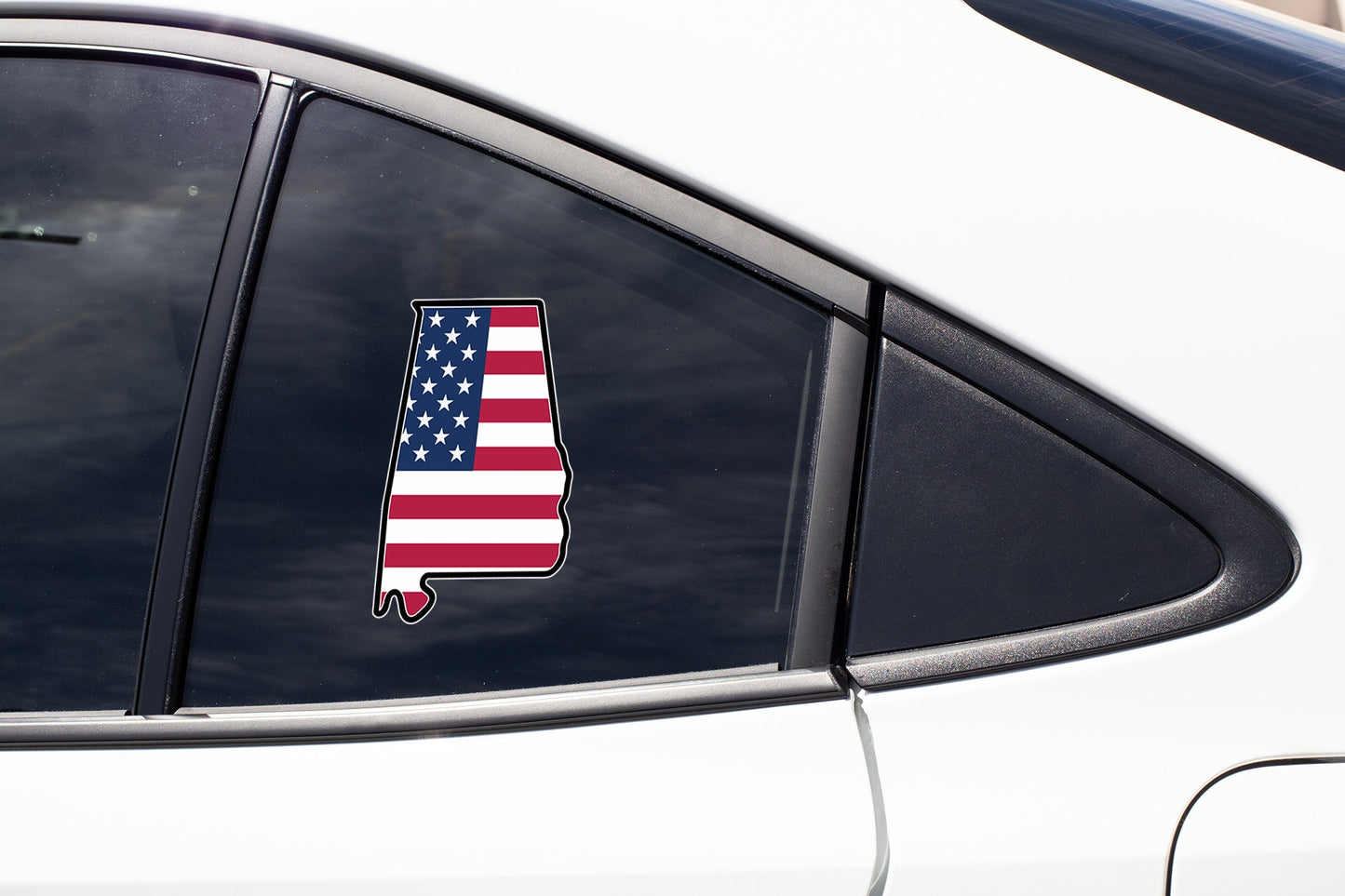 an american flag sticker on the side of a car