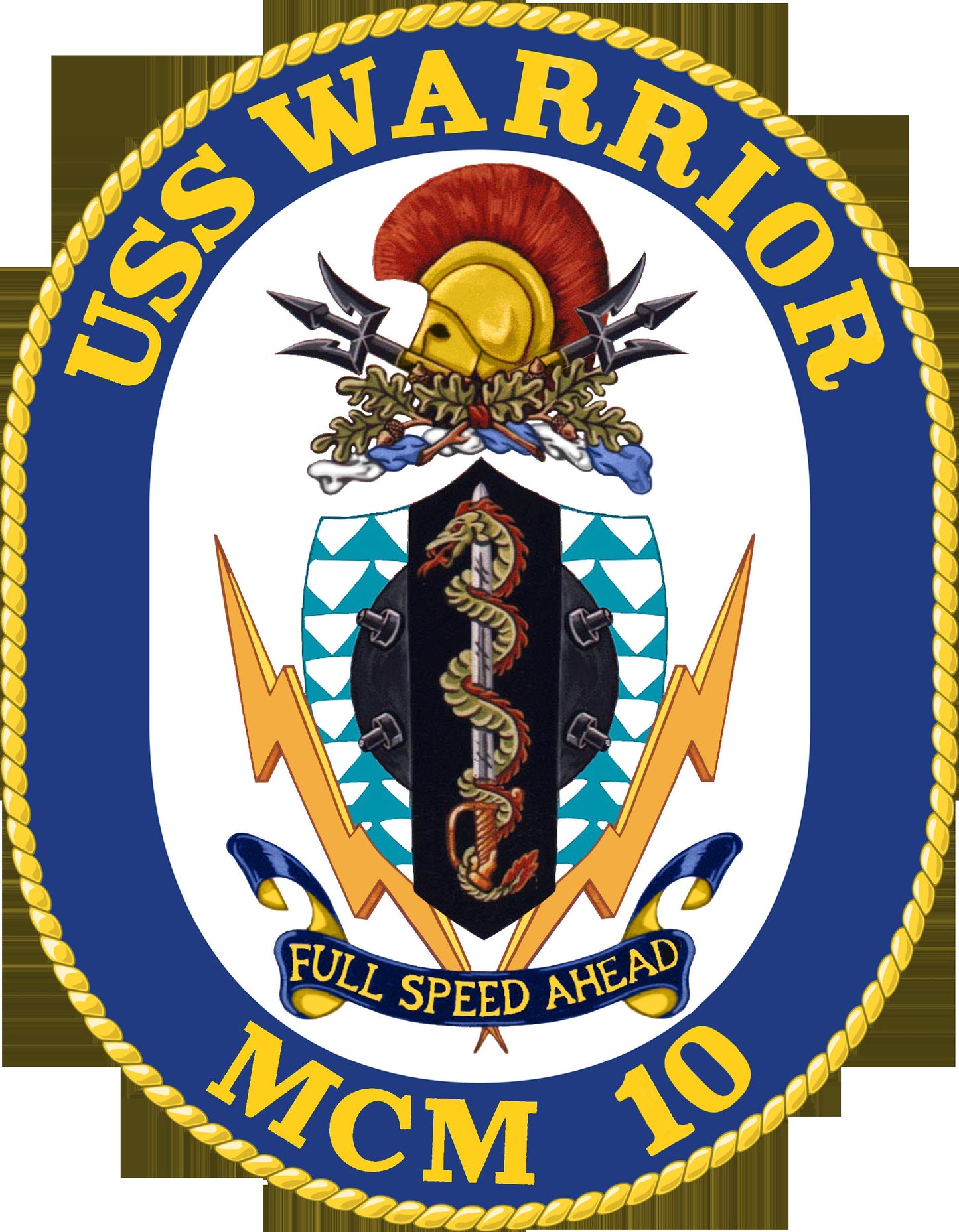 USS Warrior MCM-10 Badge Iron On Heat Transfer Vinyl HTV Avenger Class Mine countermeasures ship