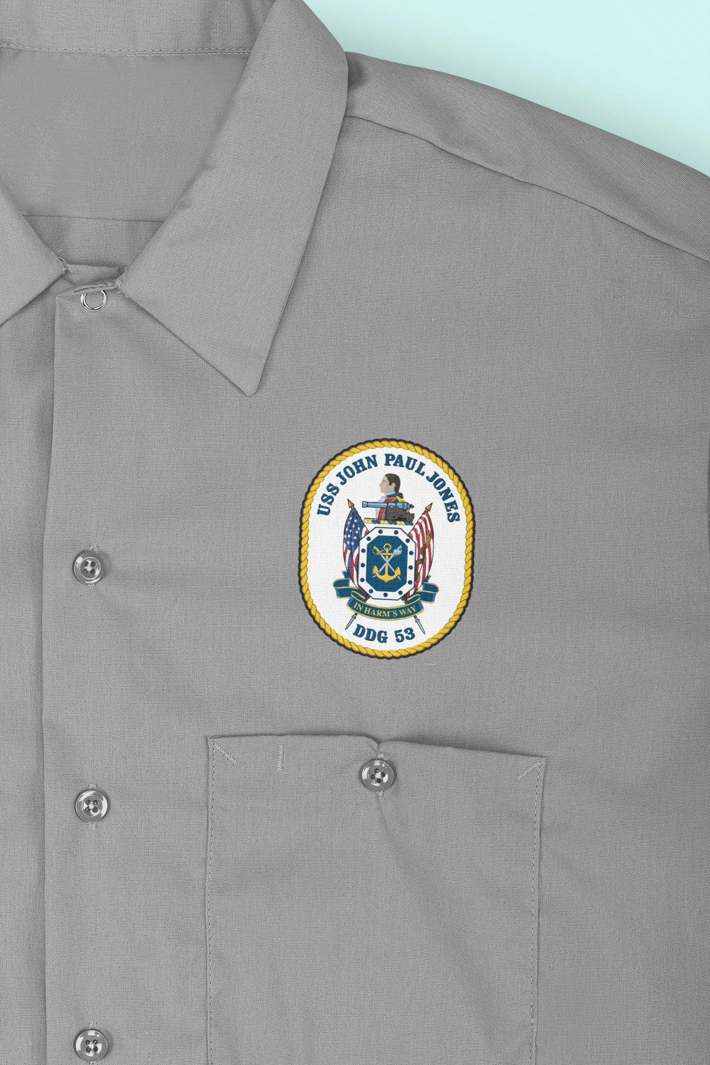 USS John Paul Jones DDG-53 Badge Iron On Heat Transfer Vinyl HTV Arleigh Burke Class Destroyer