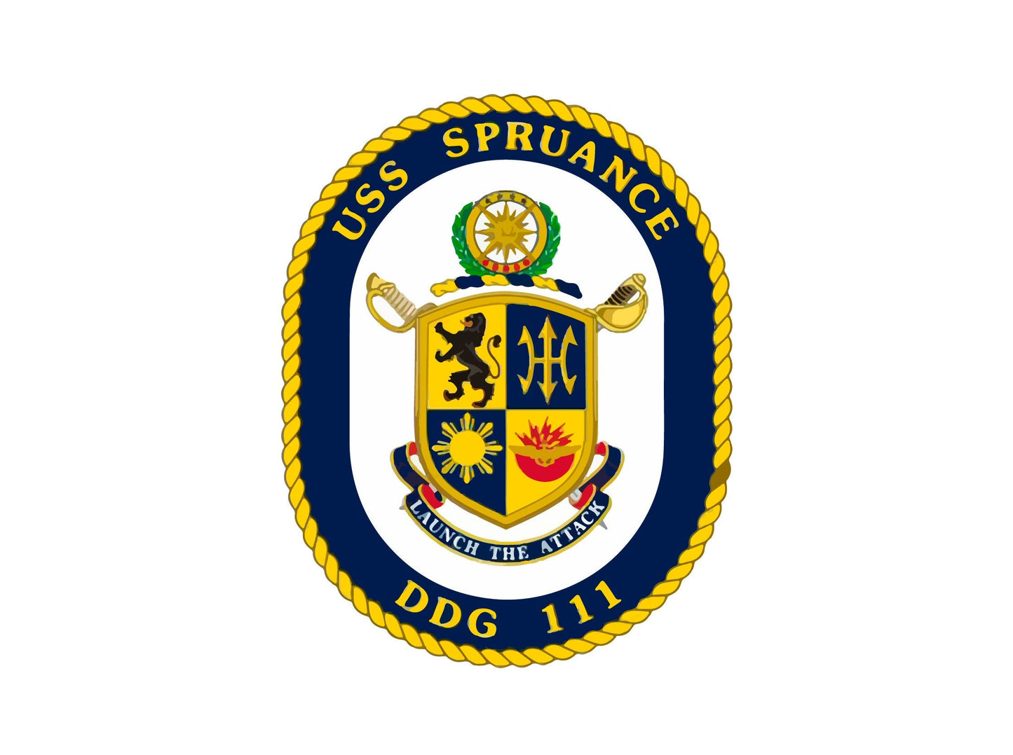 USS Spruance DDG-111 Badge Sticker Decal Arleigh Burke Class Destroyer Car Sticker Bumper Sticker for Car Emblem