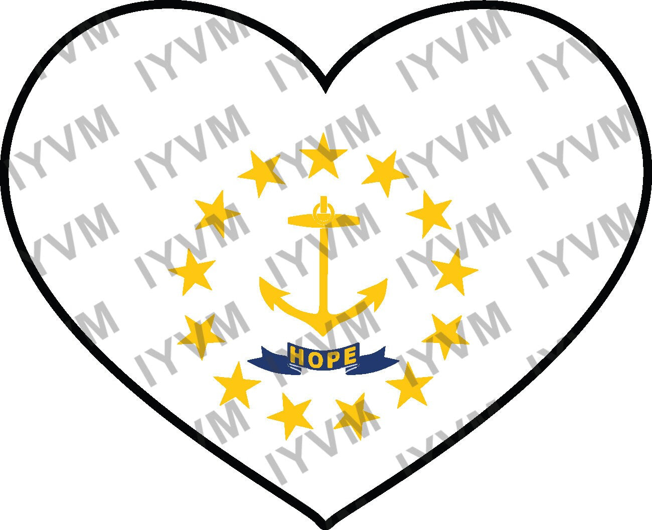 State of Rhode Island Flag Heart Sticker Decal  USA Rhode Island State  Providence  The Ocean State  Little Rhody  Rogues Island /