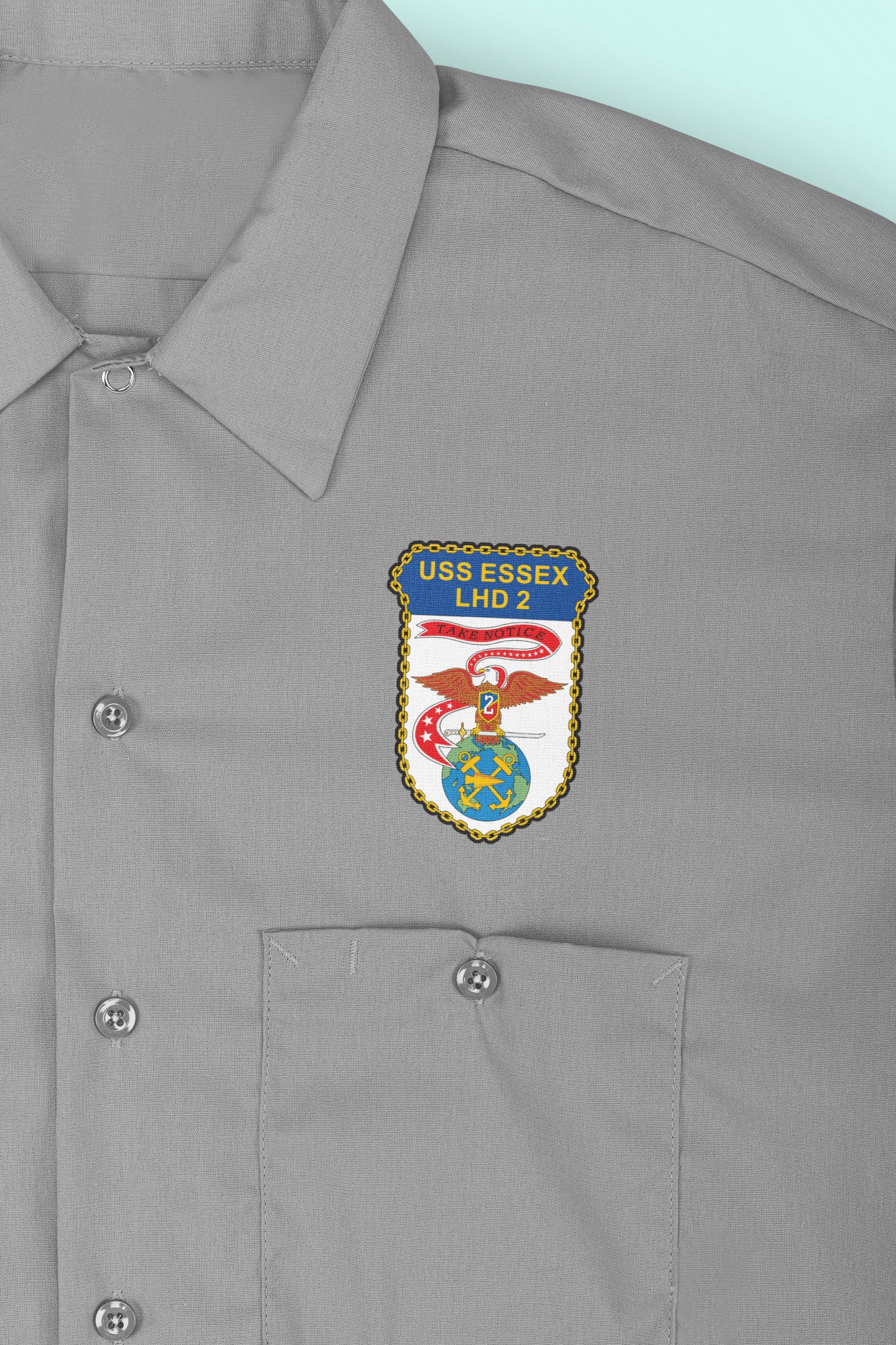 USS Essex LHD-2 Badge Iron On Heat Transfer Vinyl HTV Wasp Class Amphibious Assault Ship