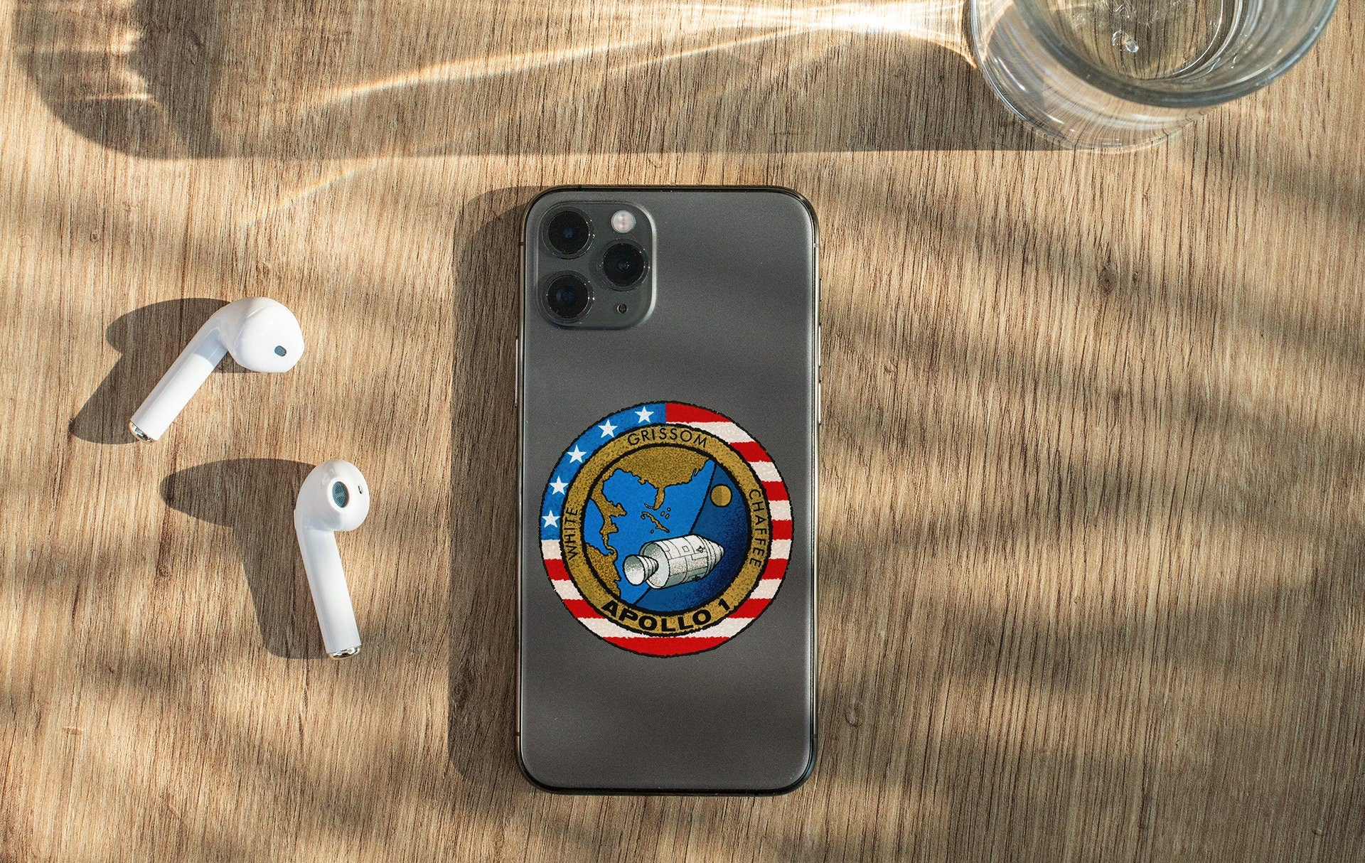 a cell phone with a us air force sticker on it