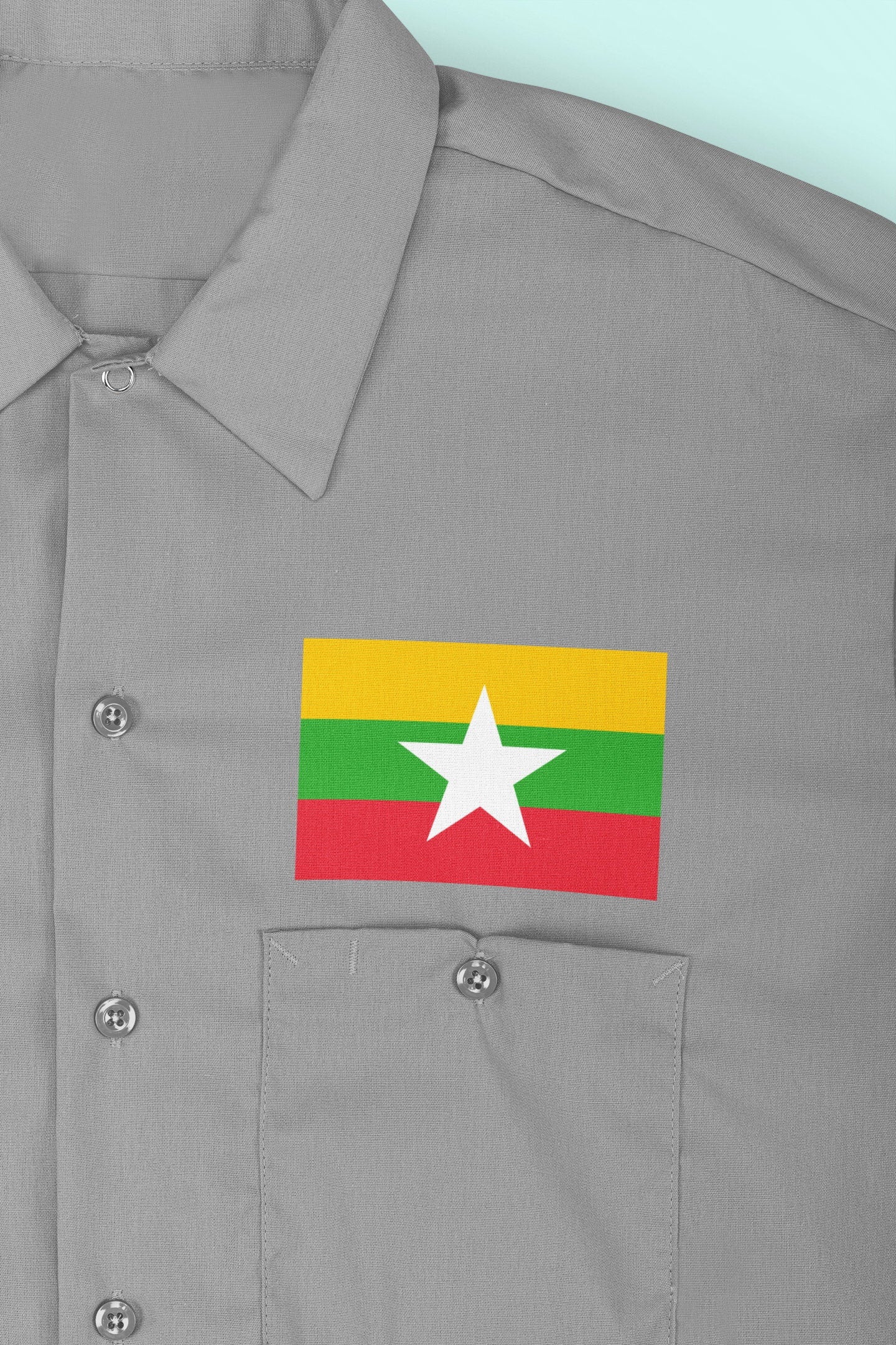 Myanmar Flag Iron On Heat Transfer Vinyl HTV / Republic of the Union of Myanmar / Burma / Naypyidaw / Burmese /